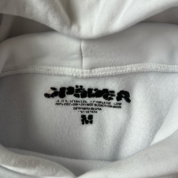 Sp5der OG Rhinestone Logo White Hoodie Sweatshirt Size Medium - Picture 5 of 8
